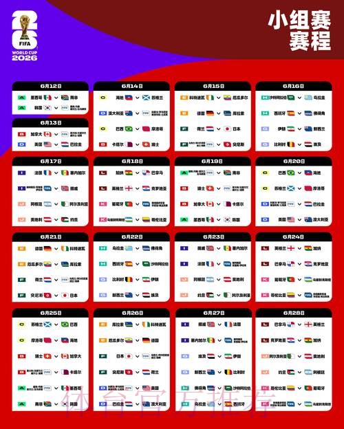 2026世界杯小组赛赛程高清版比赛时间表免费观看